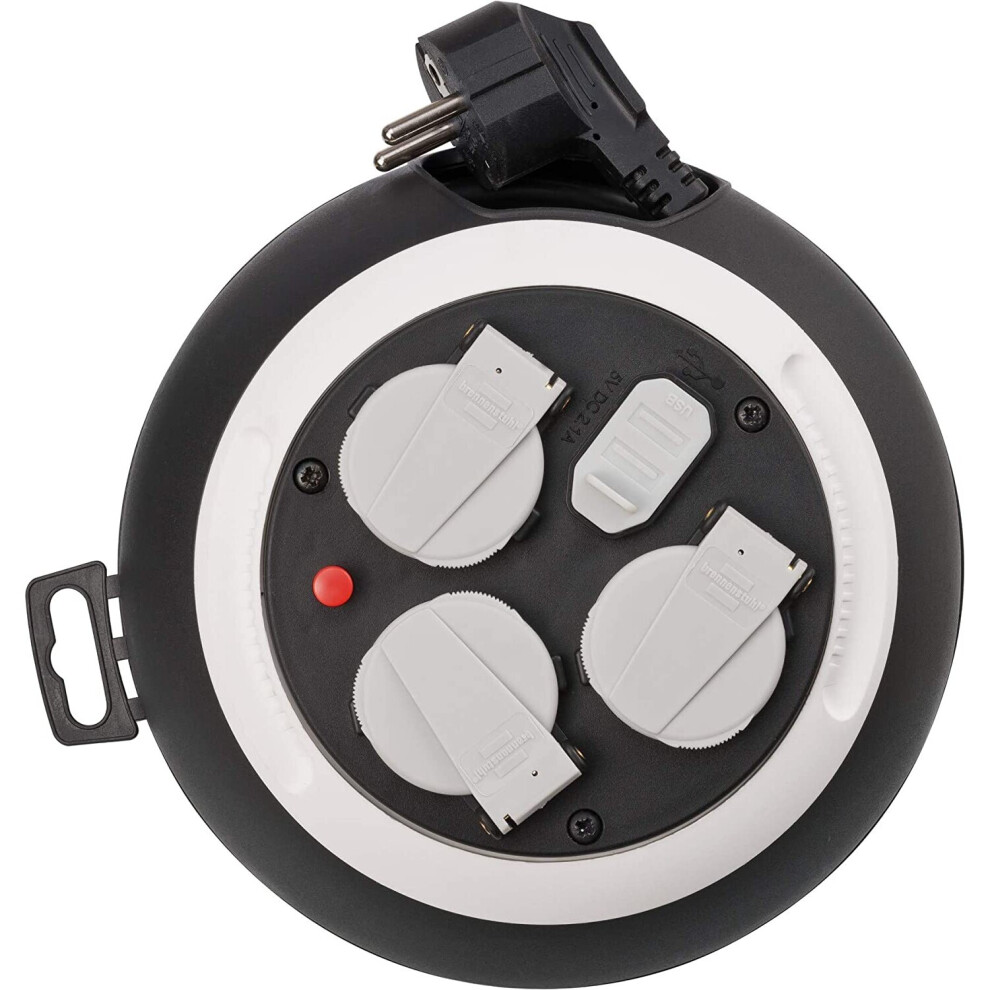 Brennenstuhl Comfort Line Kabelbox 3-Fach Mit Usb / Mini-Kabeltrommel (Indoor-Kabeltrommel Fã¼R Haushalt Mit Usb-Ladefunktion, 3M Kabel, Made In 4007123661770