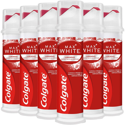 Colgate Colgate Max White Luminous Whitening Toothpaste Pump 6 x 100ml Pack - Mint