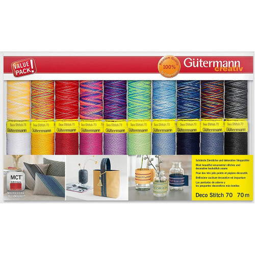 Gütermann Gutermann Deco Stitch Thread Set 70m x 20 reels, Multicoloured, One Size 1