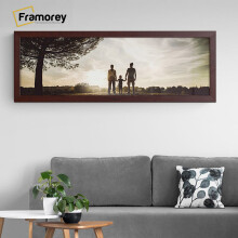 (100x40CM) Panoramic Size Mahogany Picture Frame Wall Art Frames Flat Wooden Effect Poster Frame