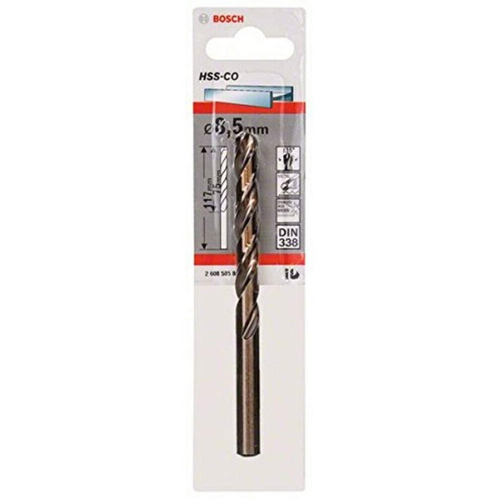 Bosch Professional HSS-Co Metal Drill Bit (stainless steel, 8.5 x 75 x 117 mm, accessory drill driver)