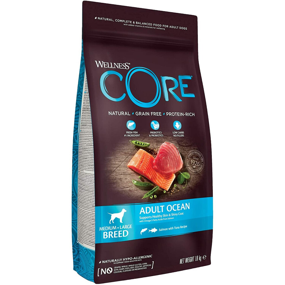 Wellness CORE Ocean Dog Food Dry Grain Free - Salmon & Tuna, 1.8 kg