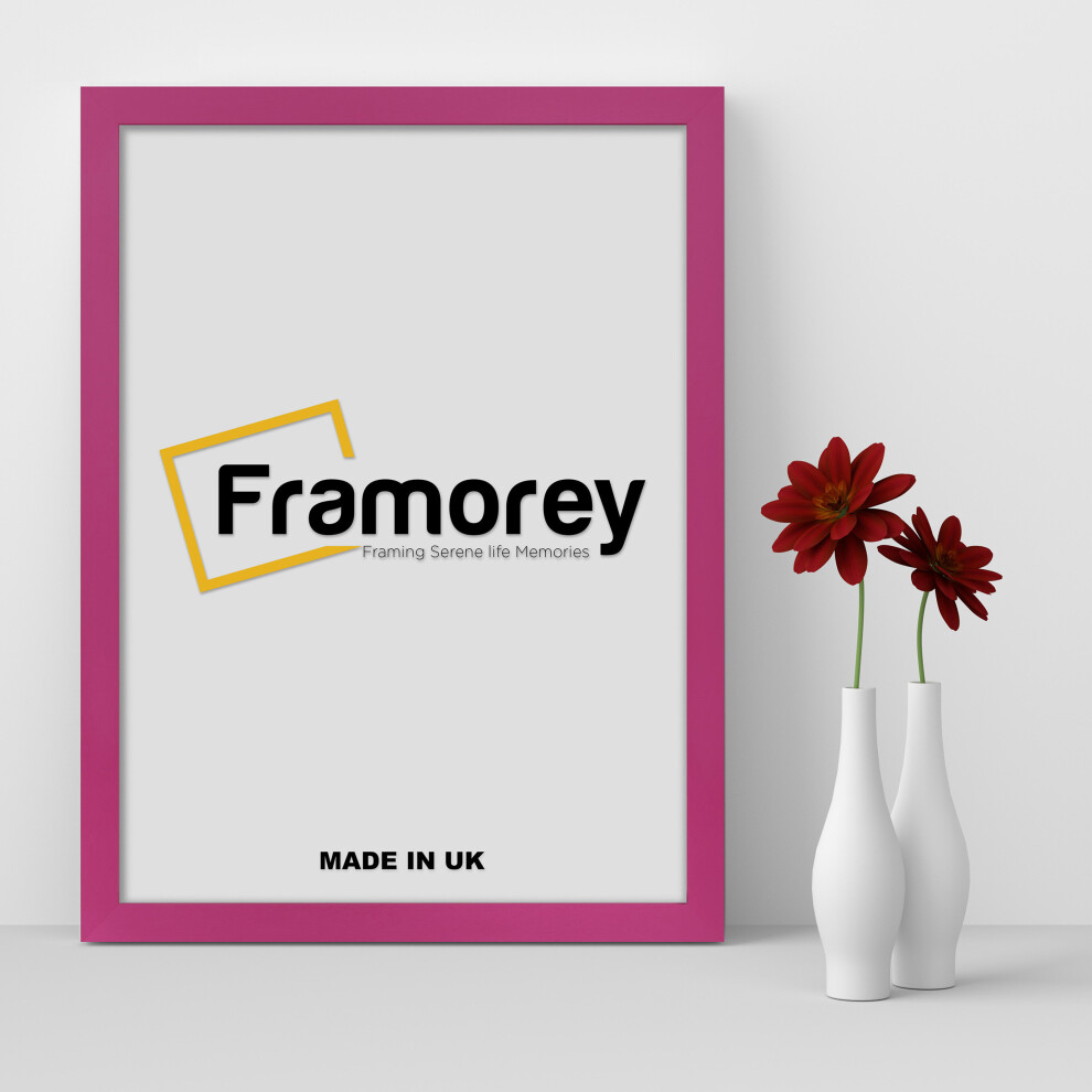 (23x17 Inch (DIN A2)) Pink Picture Frame / Wall Art Frames / Flat Wooden Effect Poster Frame / Photo Print Frame-image-OPC-P8W9MBS-NEW
