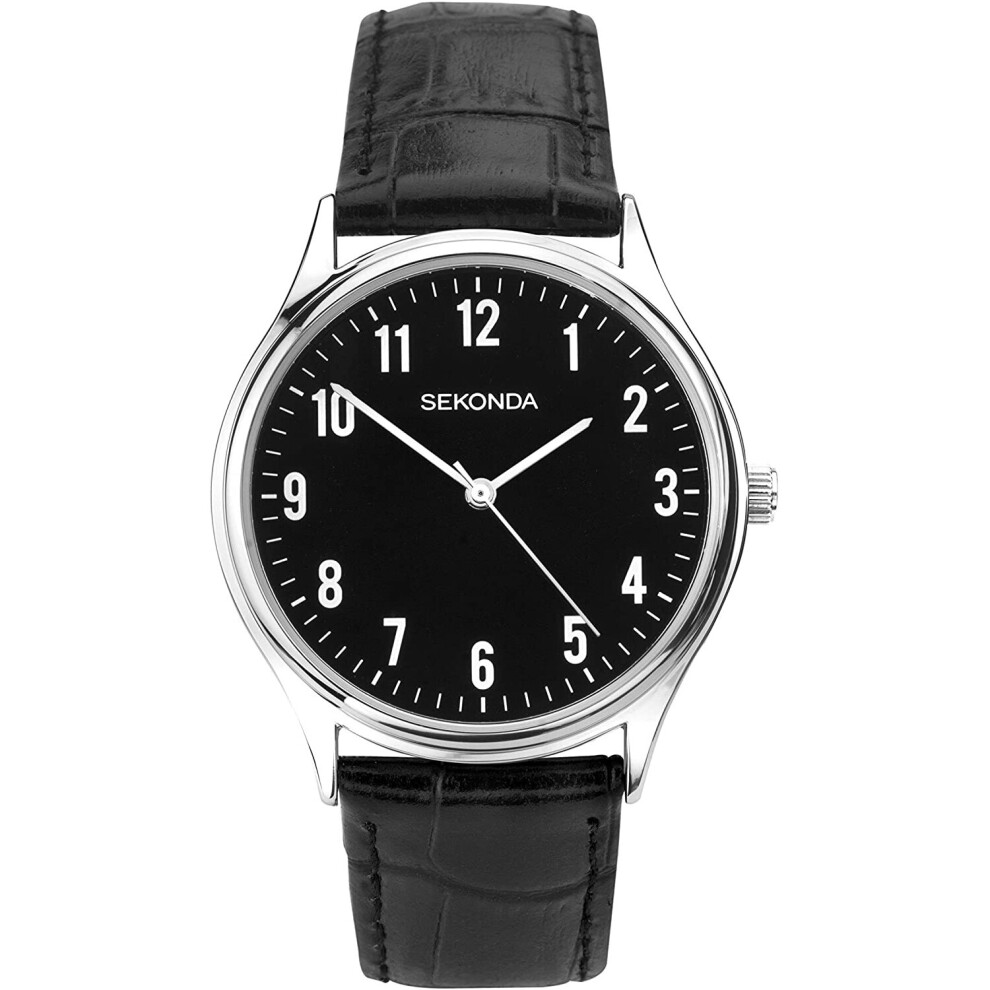 Sekonda Men's Analog Quartz Watch With Leather Strap 1777 Black