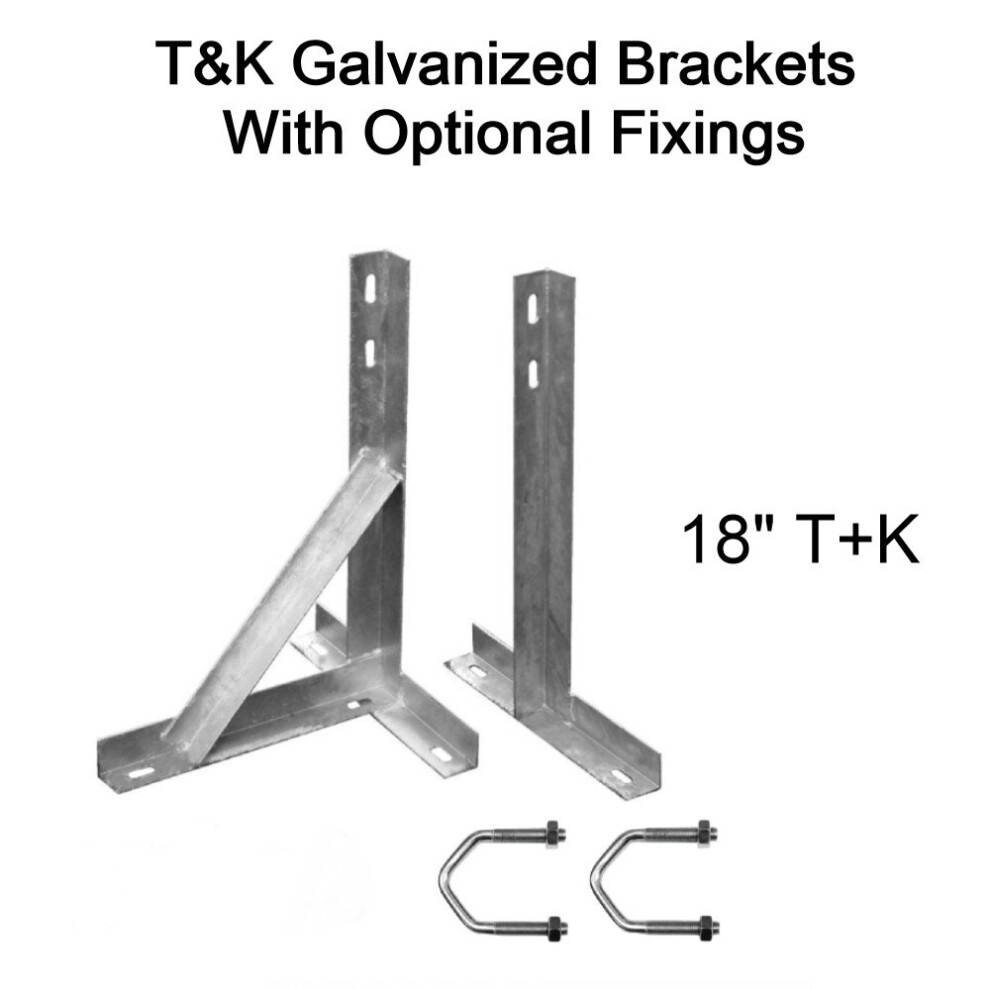 (18'' inch T&K, 1.75'' U Bolts (Set of 2)) T&K Wall Mount Galvanised Bracket Satellite TV Aerial FM DAB 12 18 24 36 inch