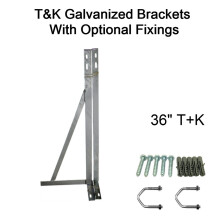 (36'' inch T&K, 1.75'' U Bolts with 50mm Bolts and Rawlplugs) T&K Wall Mount Galvanised Bracket Satellite TV Aerial FM DAB 12 18 24 36 inch