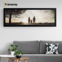 (100x50CM) Panoramic Size Black Picture Frame Wall Art Frames Flat Wooden Effect Poster Frame