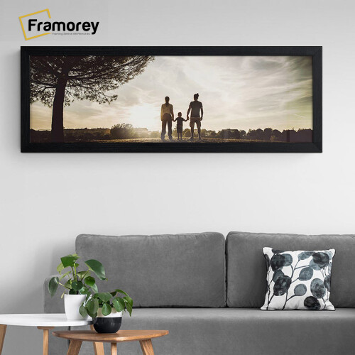 (100x50CM) Panoramic Size Black Picture Frame Wall Art Frames Flat Wooden Effect Poster Frame