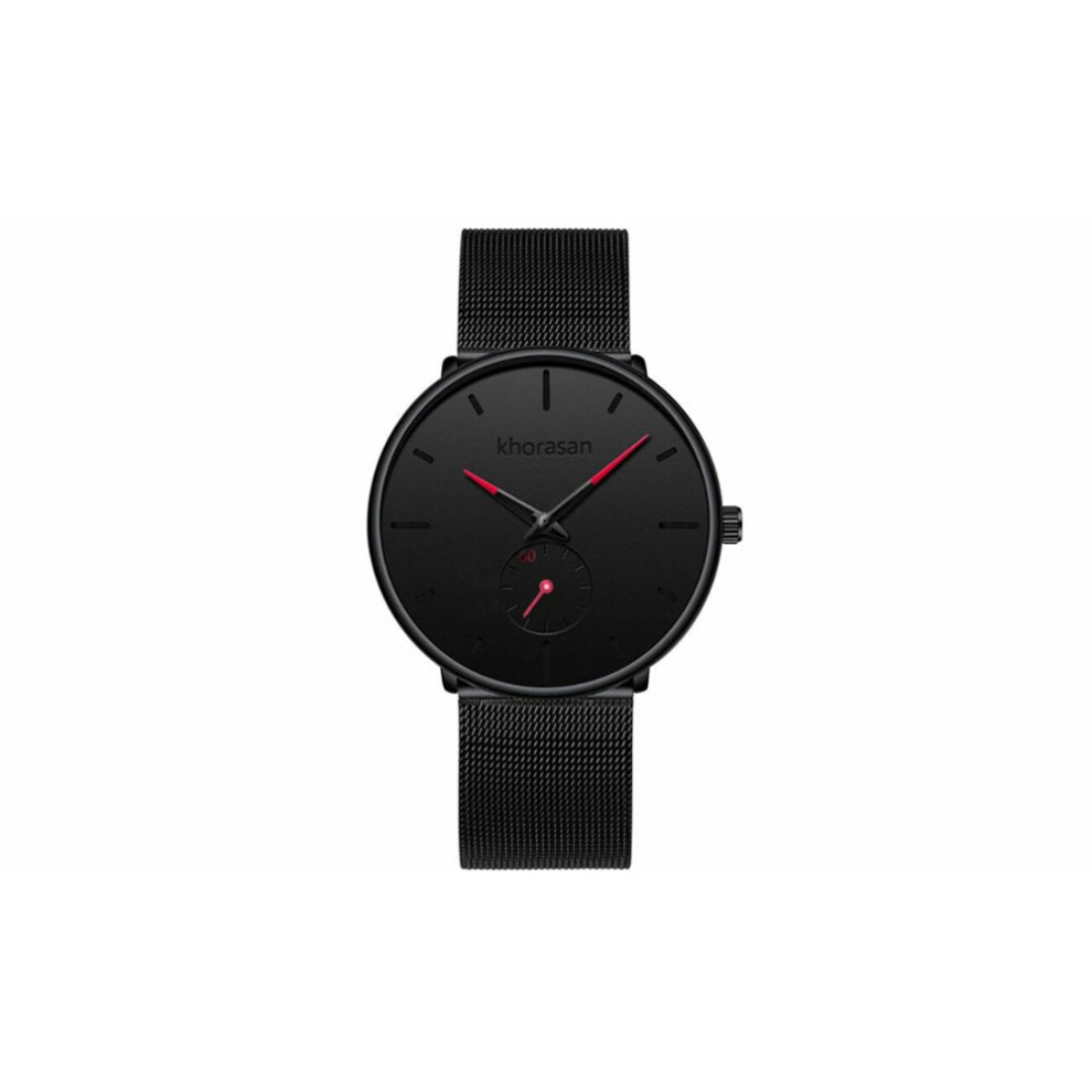 (Red) Men's Mesh Strap Minimalist Quartz Watch