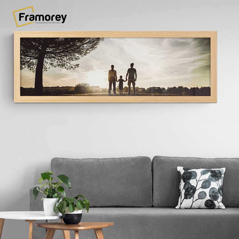(12x5 Inch) Panoramic Size Pine Picture Frame Wall Art Frames Flat Wooden Effect Poster Frame-image-OPC-P8W9GJG-NEW