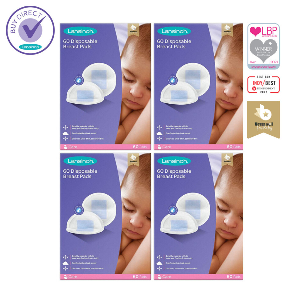 Lansinoh Disposable Nursing Breast Pads pack of 4 x 60 pads (240 count)