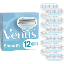 Gillette Venus Smooth navullingen voor scheermesjes voor dames, pak van 12, 3 nauwsluitende mesjes omringd door beschermende kussentjes