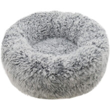 Rosewood Medium dog bed for medium dog breeds. Machine washable, super soft and cosy silver fluff round comfort dog bed, 66x66x10cm (approximatley