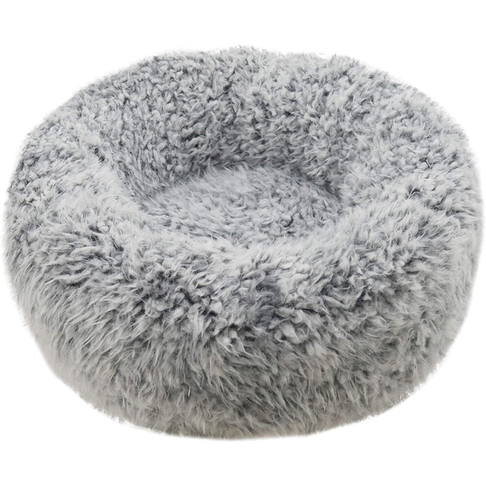 Rosewood Medium Dog Bed For Medium Dog Breeds. Machine Washable, Super Soft And Cosy Silver Fluff Round Comfort Dog Bed, 66X66x10cm (Approximatley