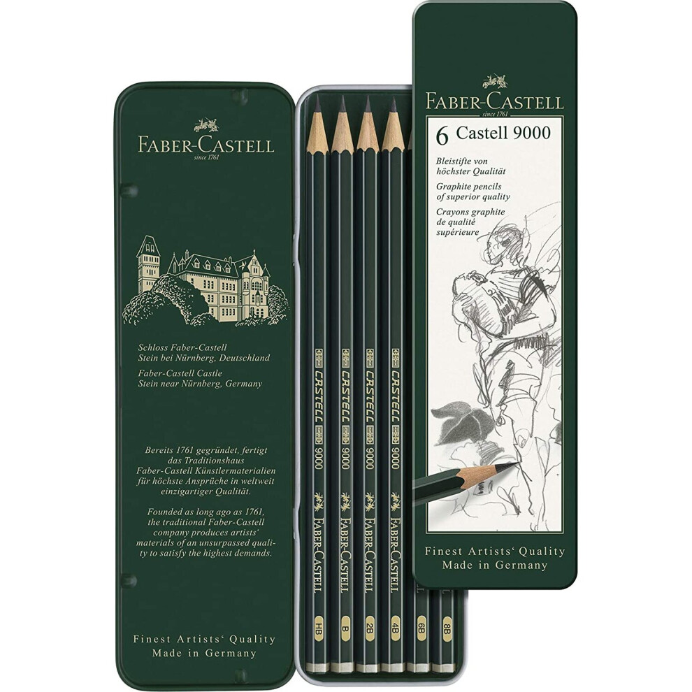 Faber-Castell - Castell 9000 Art Set Pencil (Pack of 6), Green