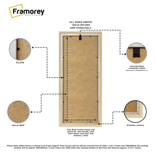 (100x40CM) Panoramic Size Pine Picture Frame Wall Art Frames Flat Wooden Effect Poster Frame 2