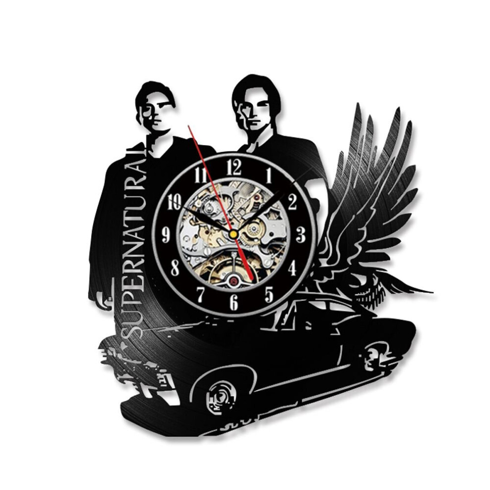 (Clock 1) Supernatural Vinyl Light Disco Laser Etched Vintage Art Wall Clock Home Decor