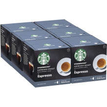 Starbucks Espresso Roast by Nescafe Dolce Gusto Dark Roast Coffee Pods (Pack of 6, Total 72 Capsules, 72 Servings)