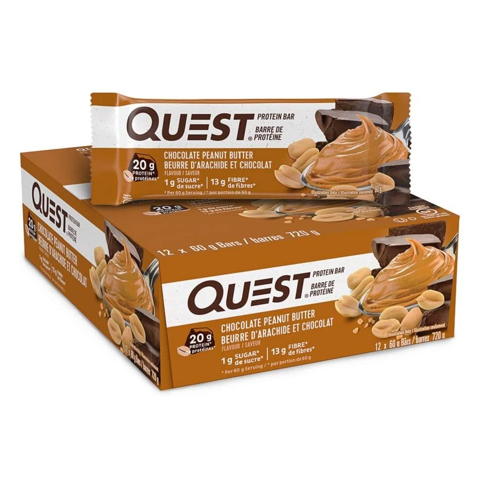 Quest Nutrition Bar Chocolate Peanut Butter 12/Box, 720 G