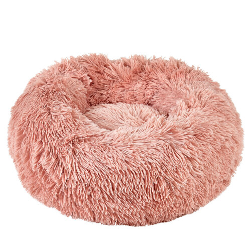 Bunty (Small, Pink) Plush Donut Dog Bed Anti Anxiety Calming Pet Bed