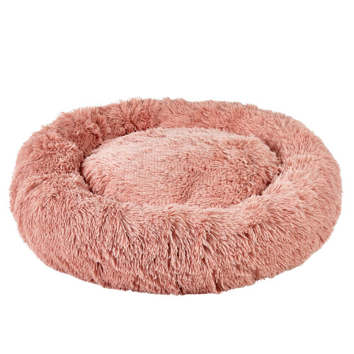 Bunty (Medium, Pink) Plush Donut Dog Bed Anti Anxiety Calming Pet Bed