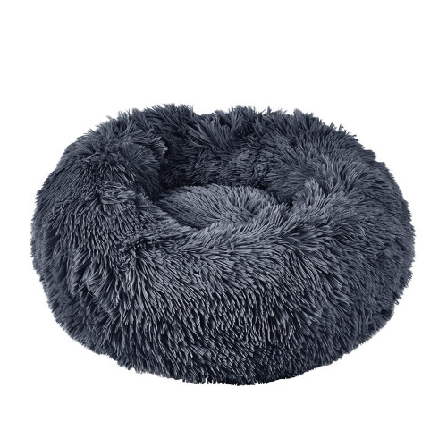 Bunty (Small, Grey) Plush Donut Dog Bed Anti Anxiety Calming Pet Bed