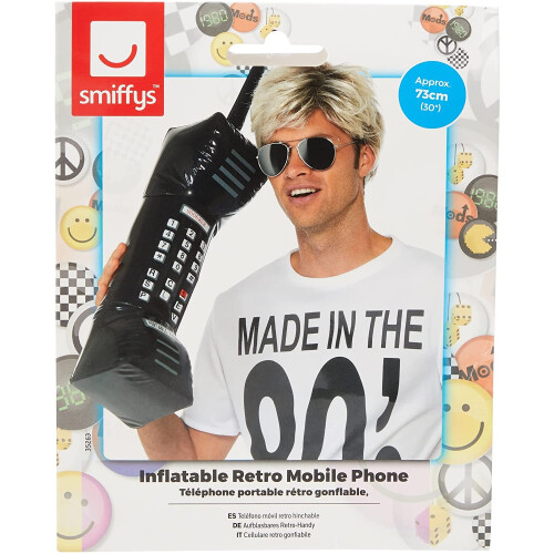 Smiffy's Smiffy's Inflatable Retro Phone - Black | 80s Costume Accessory 2