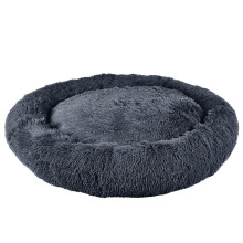 (Large, Grey) Plush Donut Dog Bed Anti Anxiety Calming Pet Bed