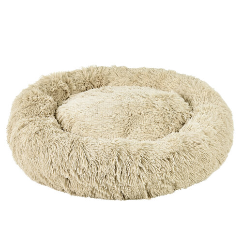 Bunty (Medium, Cream) Plush Donut Dog Bed Anti Anxiety Calming Pet Bed