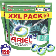 Ariel All-in-1 Pods with Lenor Unstoppables - 120 Washes (60x2) Laundry Detergent Capsules for Cold Wash & Lasting Freshness