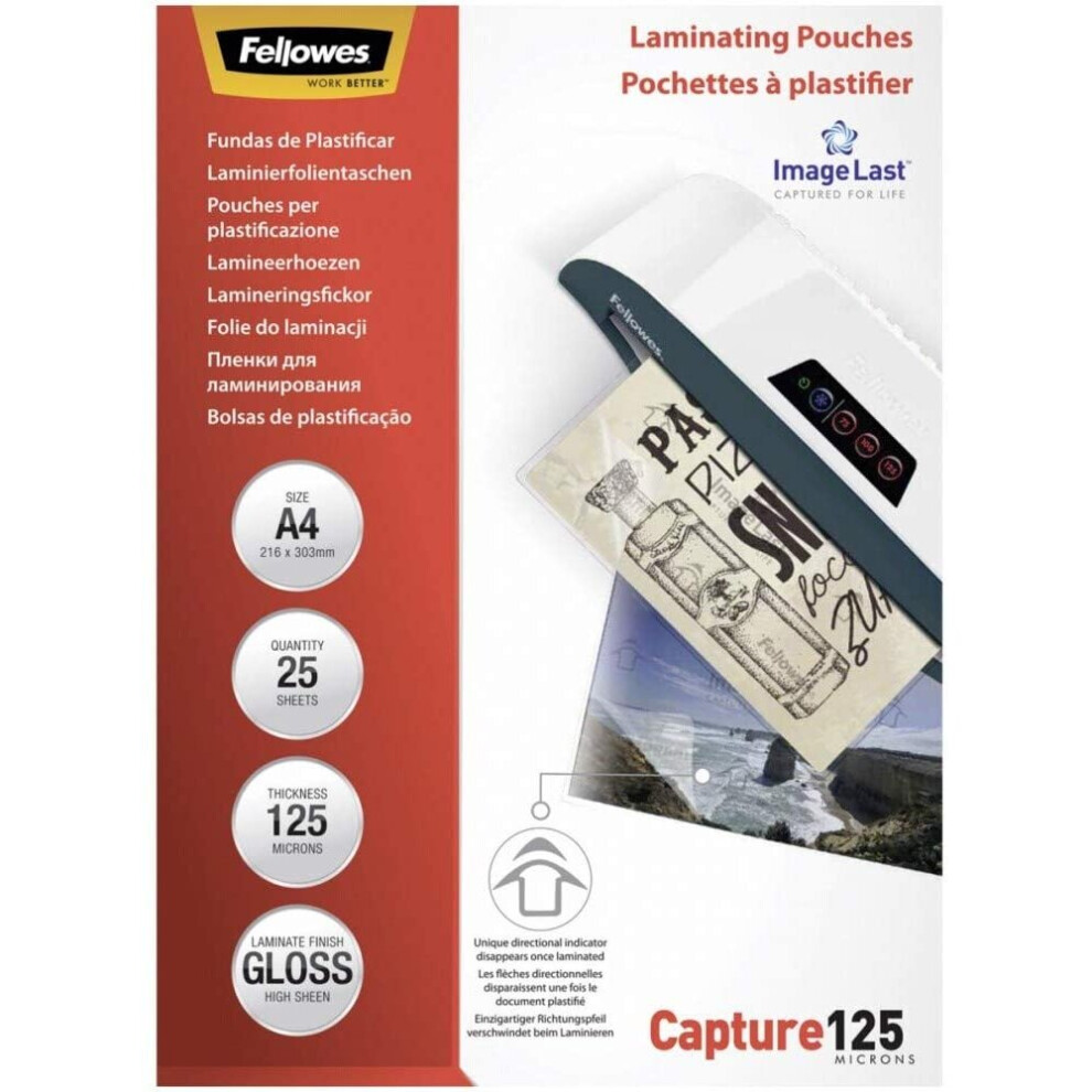 Fellowes ImageLast A4 125 Micron Laminating Pouch - (Pack of 25), 5396301