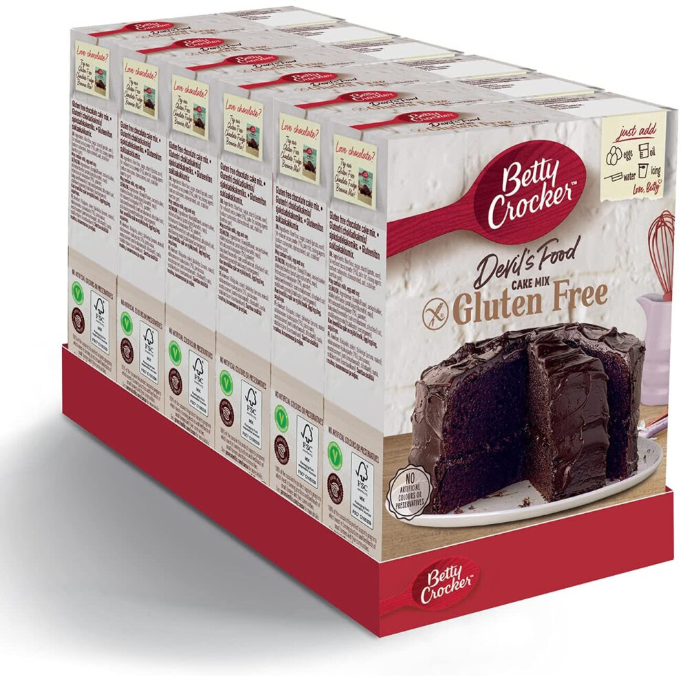 Betty Crocker Gluten Free Devil's Food Chocolate Cake Mix 425g (Pack of 6)