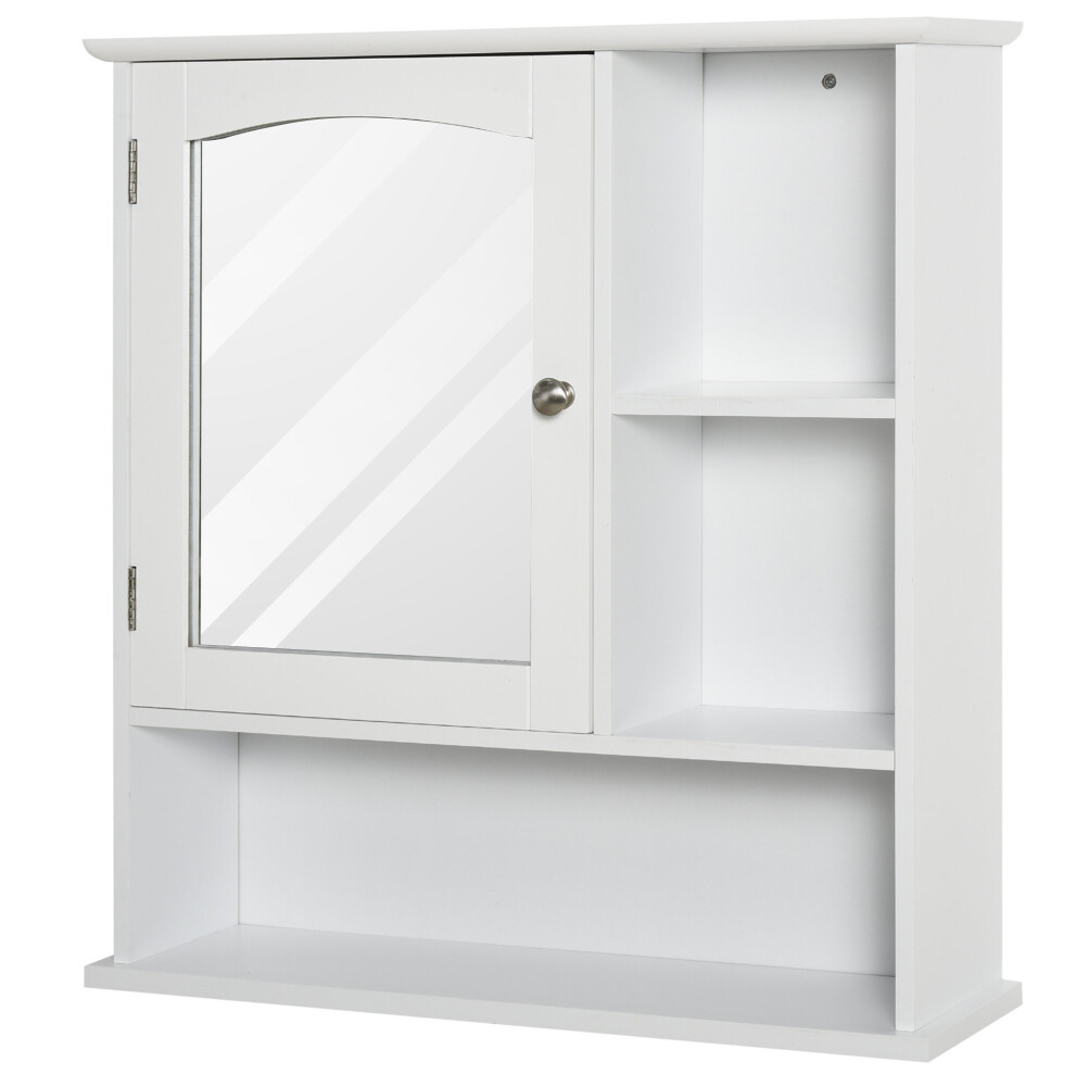 kleankin Wall Mounted Bathroom Mirror Glass Storage Cabinet Cupboard