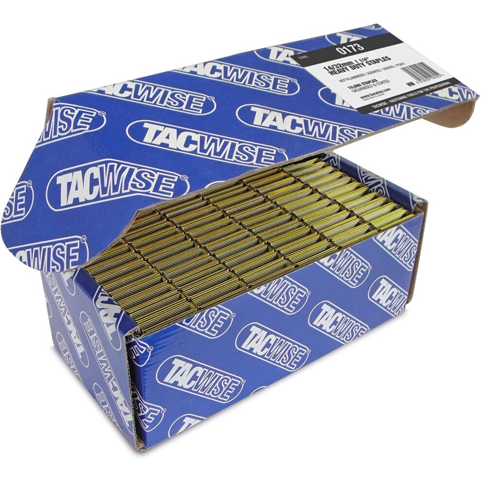 Tacwise 0173 14/32mm Heavy Duty Framing Staples for Air Staple Gun (Box of 10,000)