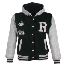 (9 - 10 Years, Black Fox Style) KIDS GIRLS BOYS NYC FOX BASEBALL R HOODED JACKET