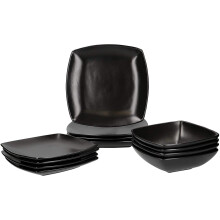 Creative Tops 5149357 Raven Black 12 Piece Dinner Set, Square, Ceramic, Service for 4