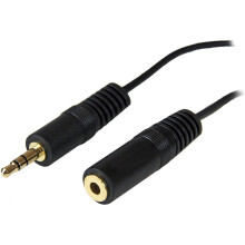 StarTech.com MU12MF 12 ft (3.7 m) 3.5 mm Audio Extension Cable, PC Speaker Extension Audio Cable, Strain Relief, Black, Aux Cable