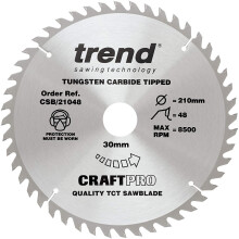 Trend CSB/21048 Craft Pro Combination TCT Blade Ideal for Makita Circular Saws, 210mm x 48 Teeth x 30mm Bore, Tungsten Carbide Tipped