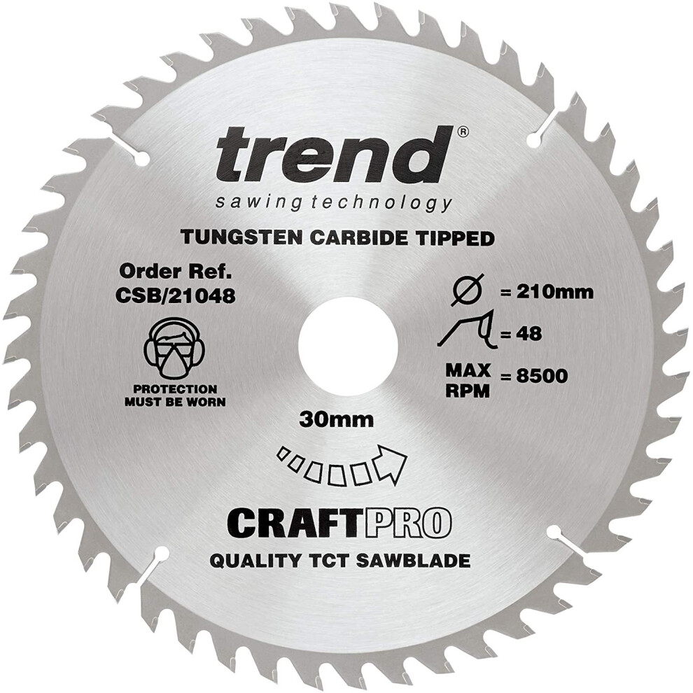 Trend CSB/21048 Craft Pro Combination TCT Blade Ideal for Makita Circular Saws, 210mm x 48 Teeth x 30mm Bore, Tungsten Carbide Tipped