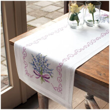 Vervaco Embroidery: Runner: Lavender, 100% Cotton, Multi-Colour, 40 x 14 x 20 cm