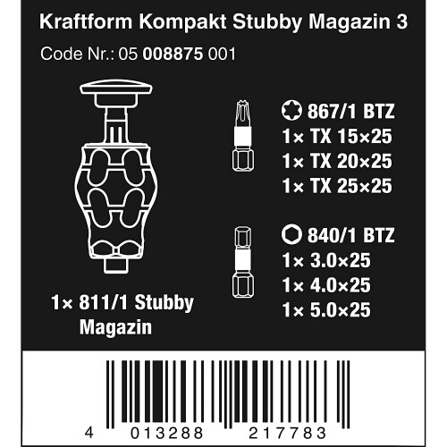 Wera Kraftform Kompakt Stubby Magazin 3 1