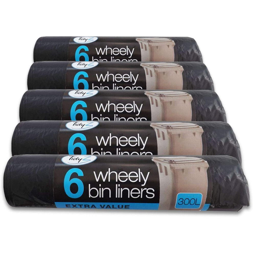 Tidyz 30 Extra Large Wheelie Bin Liners Waste Rubbish Bags 300L