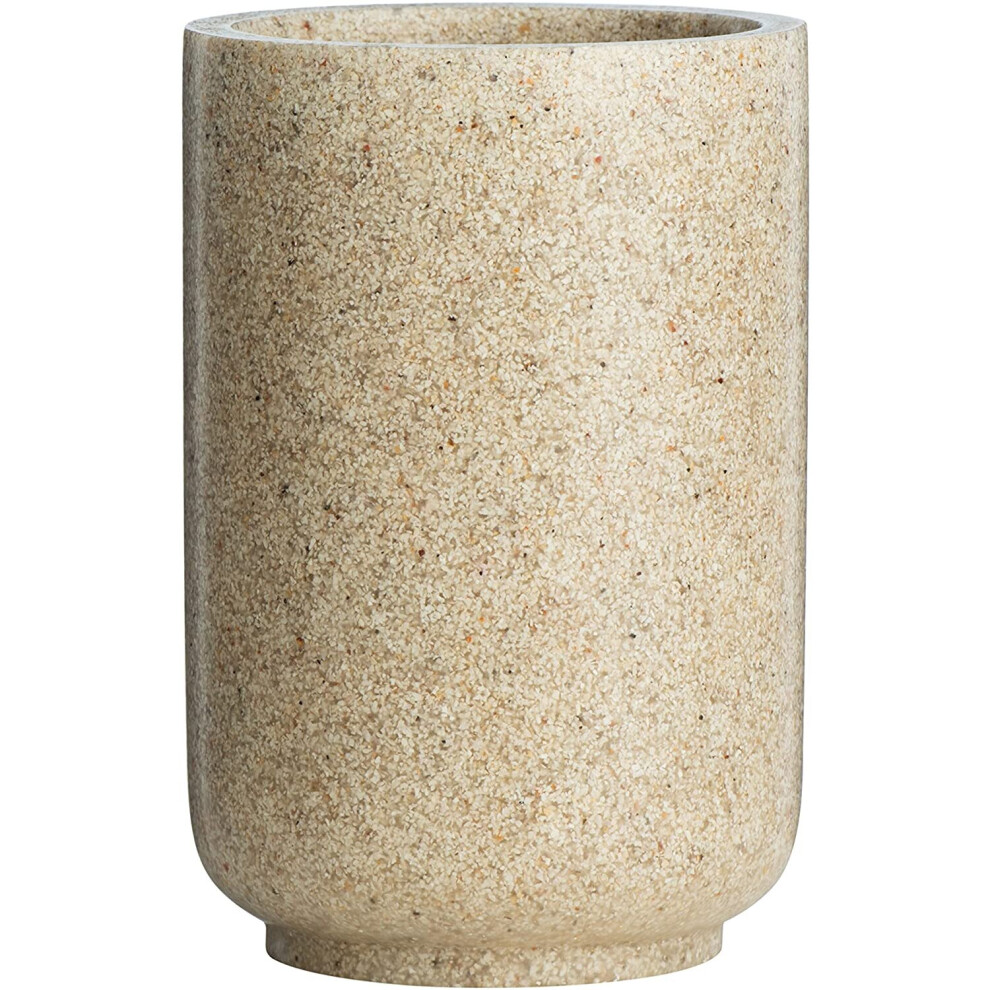Premier Housewares Toothbrush Tumbler Toothbrush Holder Polyresin Natural Stone Toothbrush Cup Toothbrush Holders Cotton Pads Holder H11xW7xD7