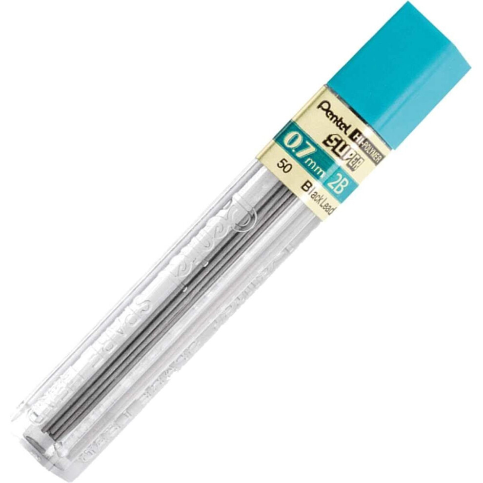 Pentel Super Hi-Polymer Refill Leads 0.7 mm, Grade 2B (Pack of 12 Tubes - 144 Leads)