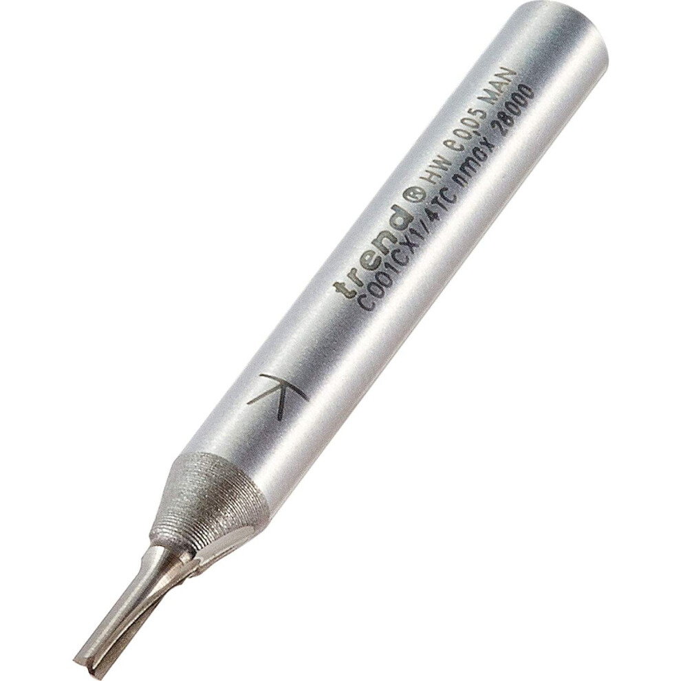 Trend C001CX1/4TC 1/4" Shank Straight Router Cutter Bit-2mm L, 2.0MM Dia X 5MM Cut