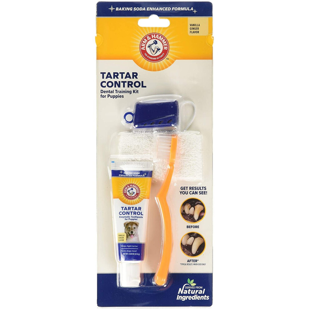 Arm & Hammer for Pets Tartar Control Dental Training Kit for Puppies | Toothbrush, Toothpaste, & Fingerbrush | Vanilla Ginger, Puppy Training Kit