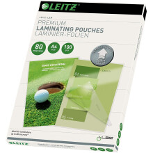 Leitz 74780000 Laminating Pouches Made of 80 Micron Thick Material (Transparent, Glossy, A4 and UDT) - Pack of 100