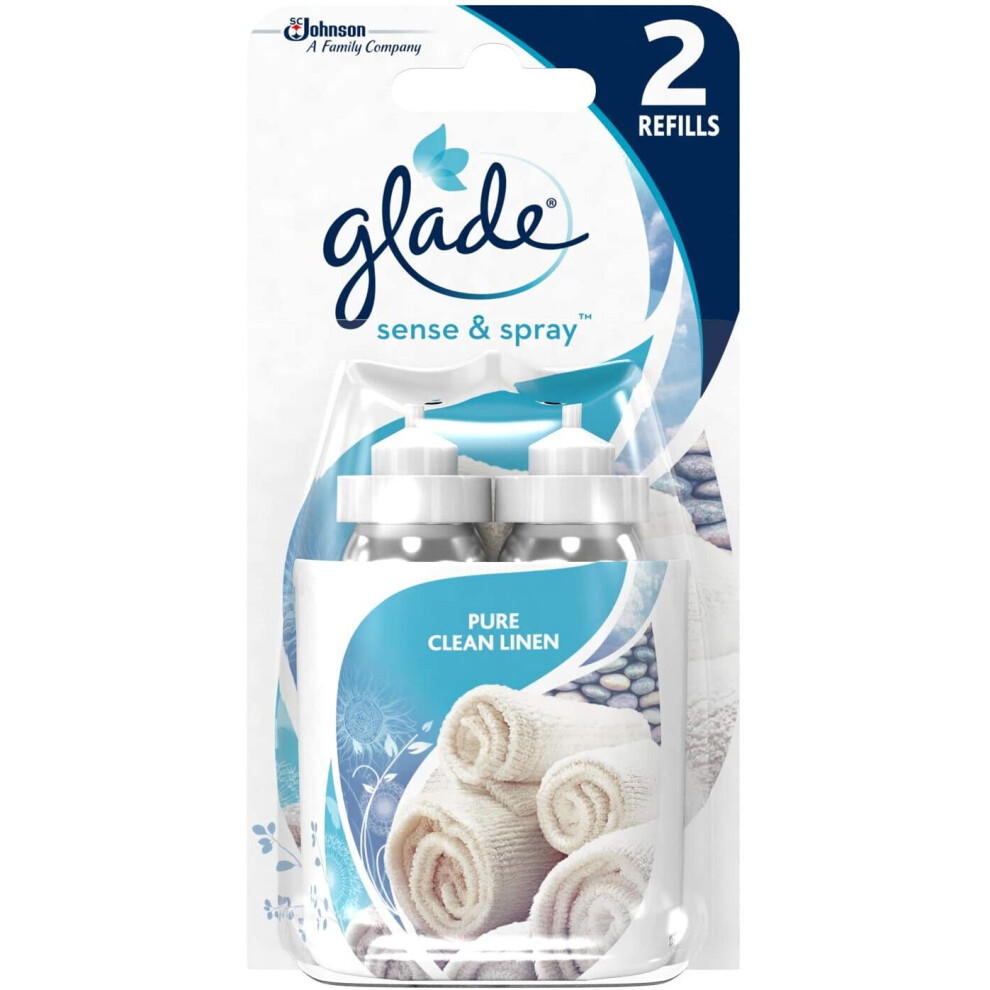 Glade Sense & Spray Air Freshener, Motion Activated Automatic Odour Eliminator for Home, 18 ml Refill, Clean Linen, 2 Refills