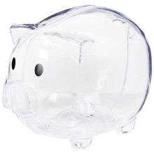 eBuyGB Transparent Plastic Piggy Bank/Money Box, Transparent, 12.8 x 10.59 x 10.21 cm