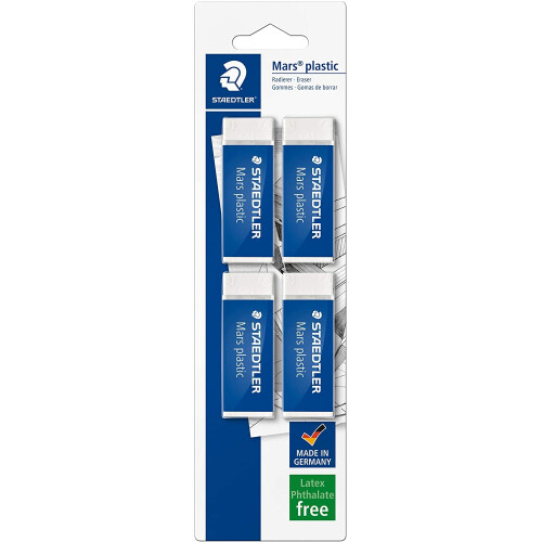 Staedtler STAEDTLER 52650BK4DA Mars Plastic erasers, Pack of 4, White